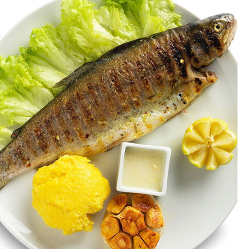 Pastrav cu mamaliguta si mujdei Pastrav cu mamaliguta si mujdei